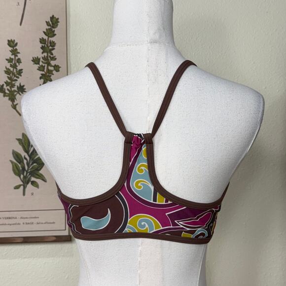 Y2K Athleta Mod Retro Print Bikini Top Coconut Girl SoCal Surfer Beach Summer M - Picture 3 of 6